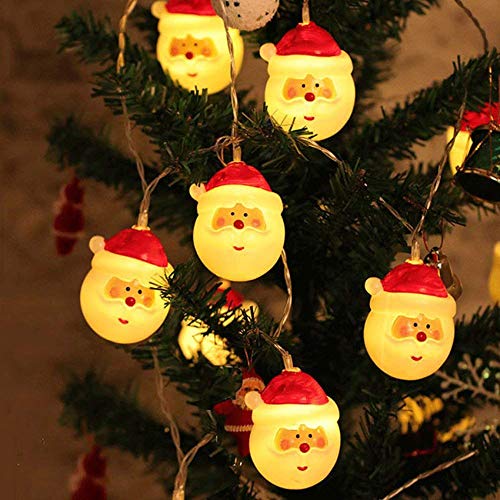 HIGHLANDSanta Claus LED Lights for Christmas Decorations - Christmas Lights Battery Operated Santa Claus Lights – Christmas Tree Lights Decorations – Christmas Party Decorations Light 1.5 M, 10 LED