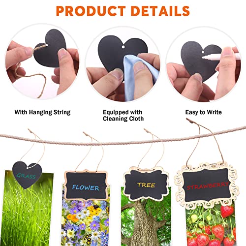 Rustark 42Pcs Black Small Chalkboard Tags With String Hanging Wooden Chalkboard Signs 3.5 X 2.5 Inch Mini Blackboard Tags With Liquid Chalk Marker Massage Board Tags #TOP4