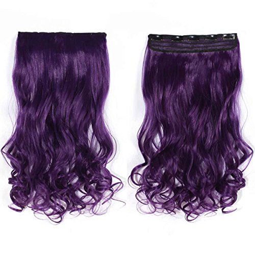 Miss U Hair 20"/50cm 110g Long Curl/wavy Clip in Hair Extensions 5Clips Women Synthetic Hairpiece Accessories (Purple)