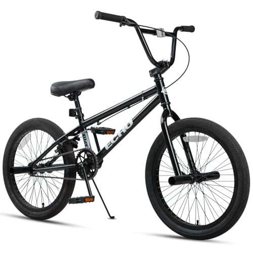 cubsala 20 Inch Beginner BMX Bike for Kids & Teens, High Tensile Steel Frame, 4 Pegs, Rear U-Brake, 85% Pre-Assembled, Unisex BMX Bicycle for Outdoor Riding, Black Frame with Black Tires