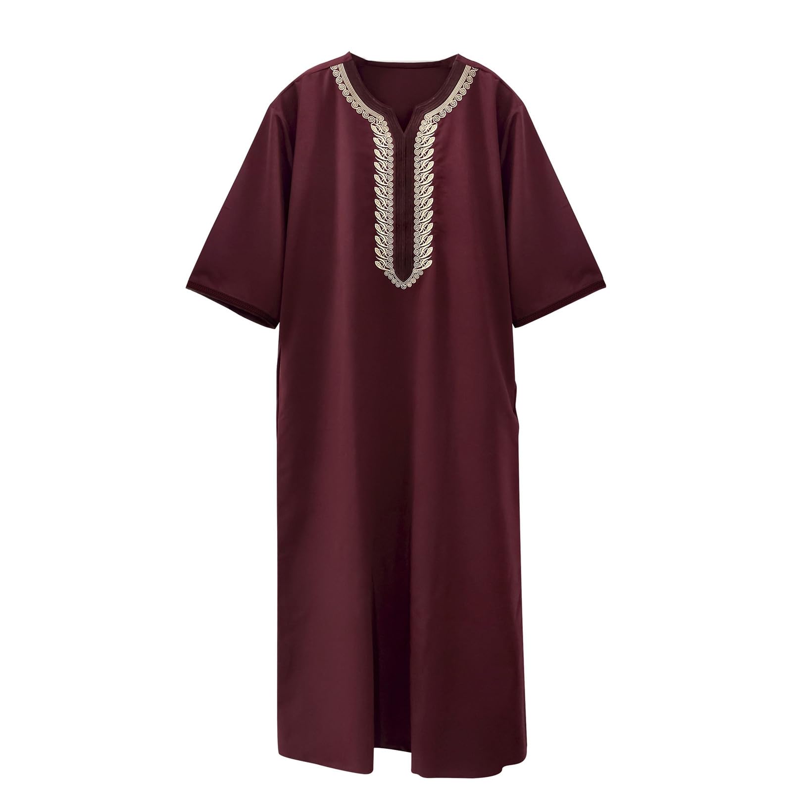 Djellaba - Abito da preghiera da uomo musulmano Qamis manica lunga in stile caftano marocchino Ramadan Khimar Dishdasha uomo musulmano abbigliamento da sera dubai islamico pigiama jilbab