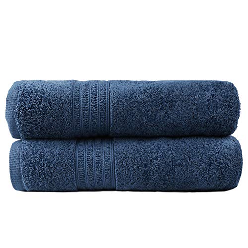 Trident 2 Piece Bath Towel Set 100% Air Rich Cotton 2 Large Bath Towels Super Soft Double Stitched Durable Highly Absorbent Large Bath Towel 30 X 56 Unches 550 Gsm (Independence Day Blue) #TOP21