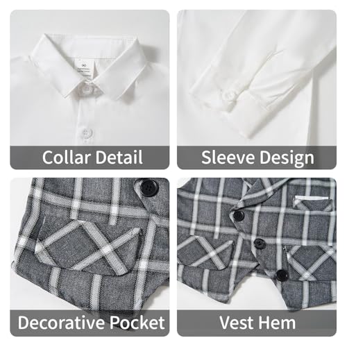 Image of Volunboy Toddler Suit Boys Formal Wedding Guest Dress Outfit | graduation dress clothes, gentleman ring bearer bowtie outfit, back-to-school pants set, birthday photoshoot dressy outfit