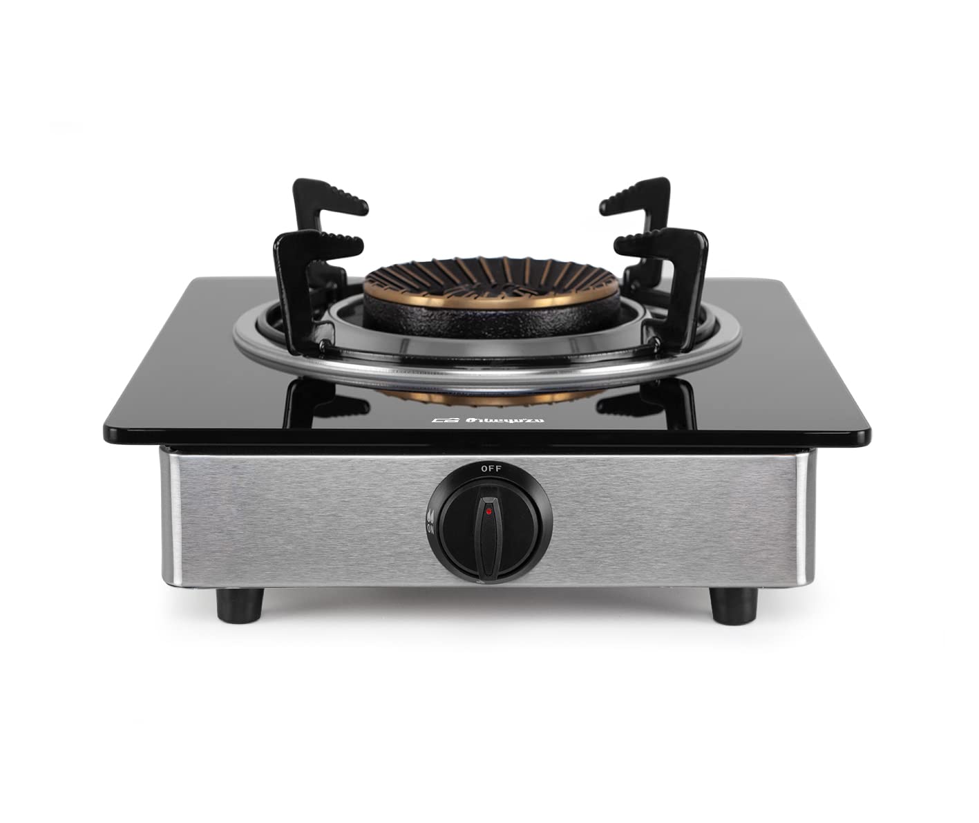 Orbegozo FO 1720 - Hornillo a gas, quemador de triple corona, cuerpo inox, superficie de cristal templado, butano y propano, interior y exterior