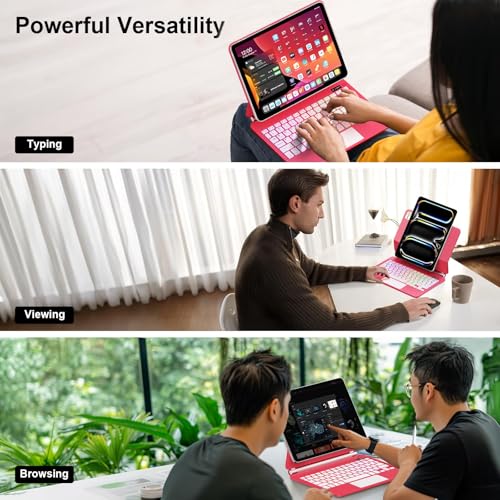 Image of for iPad Pro 13 Inch Case with Keyboard (M5 /M4, 2025 /2024),Magic-Style Magnetic - 7 Colors Backlight -Floating Cantilever Stand - Multi-Touch Trackpad Keyboard Case for iPad Pro 13 (Rose Red)
