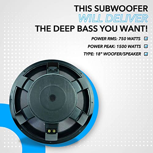 seismic audio - 1834 raw subwooferswoofersspeakers - pa dj pro audio replacement sub - 750 watts rms - 240 oz magnet - 8 ohms - 434 voice coil