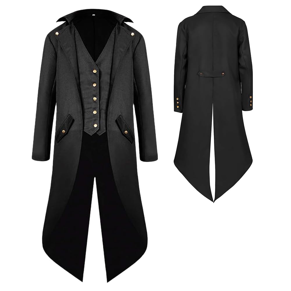 Abrigo gótico steampunk para hombre, chaqueta medieval victoriana vintage, uniforme largo, esmoquin renacentista, pirata, vampiro, fiesta, cosplay, disfraces para adultos y hombres