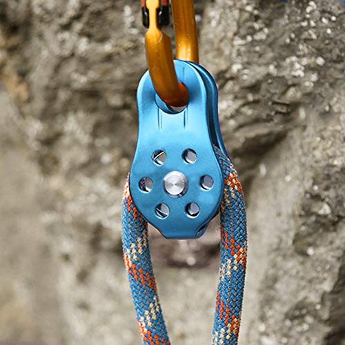 Dioche Grimpeurs R26KN Bloc de Poulie à Corde Pivotante Simple Robuste en Alliage d'aluminium pour Corde de 12 Mm - Sécurité Fiable pour l'escalade et le Transport (BLUE)