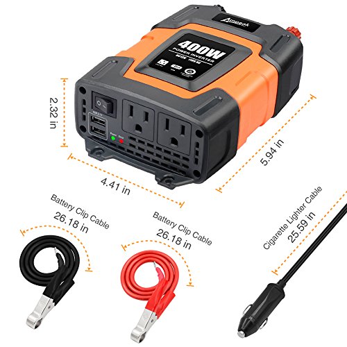 Ampeak 400W Power Inverter DC 12V to 110V AC Car Inverter with 3.1A Dual USB Converter