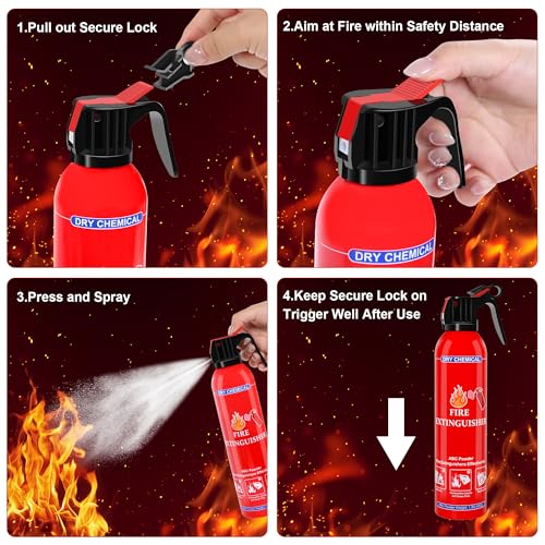 2 Pack ABC Dry Chemical Fire Extinguishers, Portable Dry Powder Fast-Acting Fire Extinguisher with Mount, Suitable for Home, Car, Boat, Truck, Electrical, Grease Fires