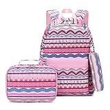 Schulrucksack Mädchen 3 STK ，Travistar Teenager Rucksack Schulrucksack mit Brotdose Federmäppchen ，Schulreiserucksäcke für 6-16-Jährige Leichtgewicht Atmungsaktiv