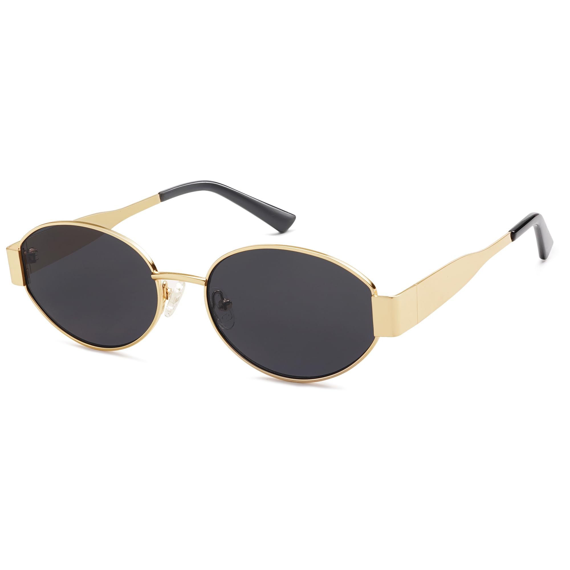 AMOMOMA Retro Oval Trendy Sunglasses for Women Designer 2024 Womens Sun Glasses Metal 90s AM6639