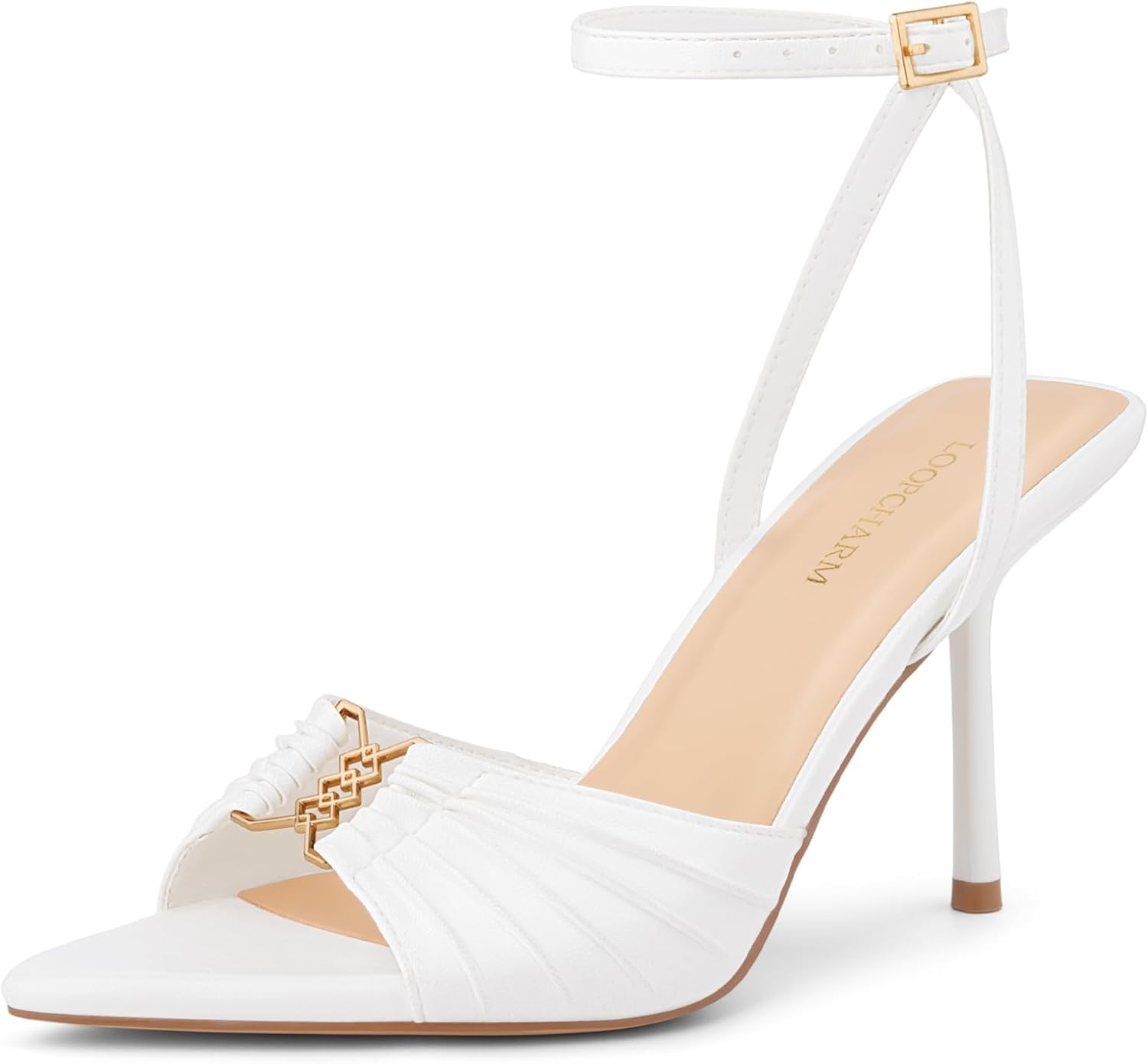 Women's High Stiletto Heels Pointed Open Peep Toe Ankle Strap Prom Wedding Sandals for Sexy Dressy Party