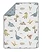 Sweet Jojo Designs Watercolor Dinosaur Dino Baby Boy Crib Bedding Set Infant Nursery Room Blanket Fitted Sheet Skirt Diaper Stacker 4p Green Blue White Modern Nature Jurassic Animal Tracks Footprint