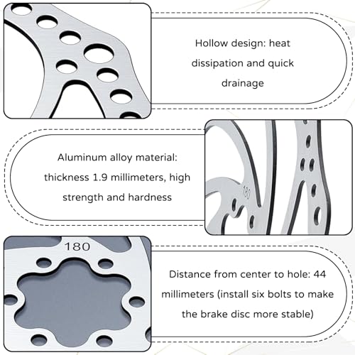 Fahrrad Bremsscheibe,180mmBremsscheibe,Bremsscheiben,ScheibenbremseFahrrad,6 LöcherFahrrad Bremsscheibe,BremsscheibenFahrradMit 6 Schrauben,Für Meisten Mountainbike Rennrad ReitenFahrrad MTB