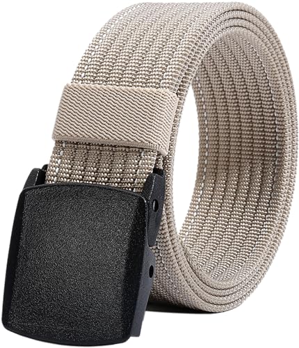 Image of LionVII Men's Nylon Belts - Breathable Webbing Canvas Belt with Plastic Buckle, Adjustable Trim to Fit 28-49 inch Waist
