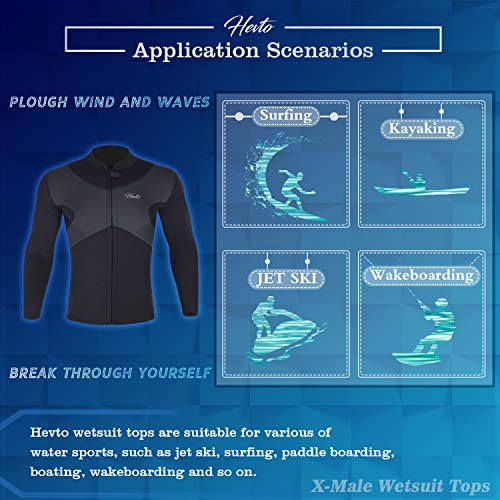 image for Hevto Wetsuits Tops X Men 3mm Neoprene Jacket Long Sleeve Surfing Swim