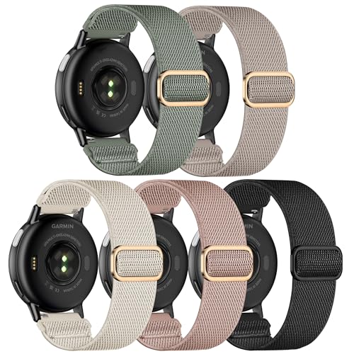 Kollody 5 Pack Stretchy Nylon Bands Compatible with Garmin Vivoactive 5/Vivoactive 6/Forerunner...
