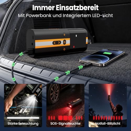 TowerTop Elektrische Fahrradpumpe, 12V DC 150PSI Doppelstrom Luftpumpe Elektrisch, 6000mAh Fahrradpumpe, 5X schneller Aufpumpvorgang… – Ansicht 6