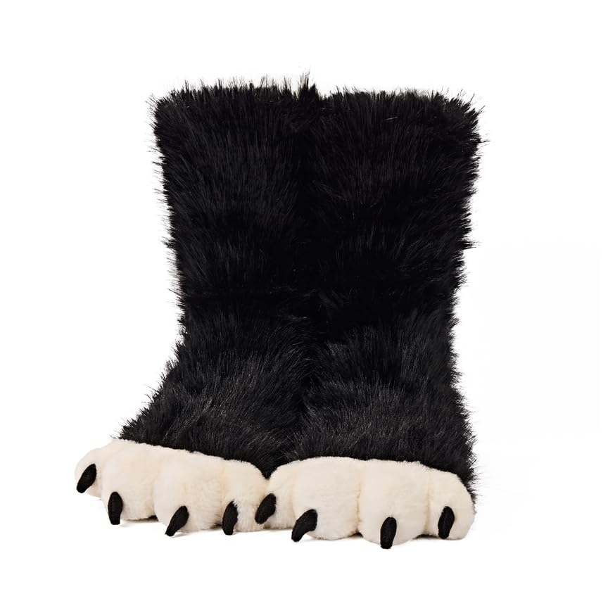 Image of ooohyeah Women's Fuzzy Animal Warm Slipper Socks, Cute Funny Cozy Non-Slip House Socks for Women, Size 5-10