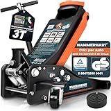 Cric per auto 3T | Sollevatore auto certificato TÜV con altezza di sollevamento di 75-505 mm | Cric idraulico premium con ruote a 360° e doppio pistone | Cric auto supporto in gomma e impugnatura a T