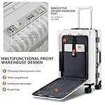 feilario 20in Aluminium Frame Zipperless PC Hard Shell Spinner Wheels Luggage, Built-In TSA lock Carry on Suitcase, with Cup Holder, USB Port, Phone Holder - Image 5