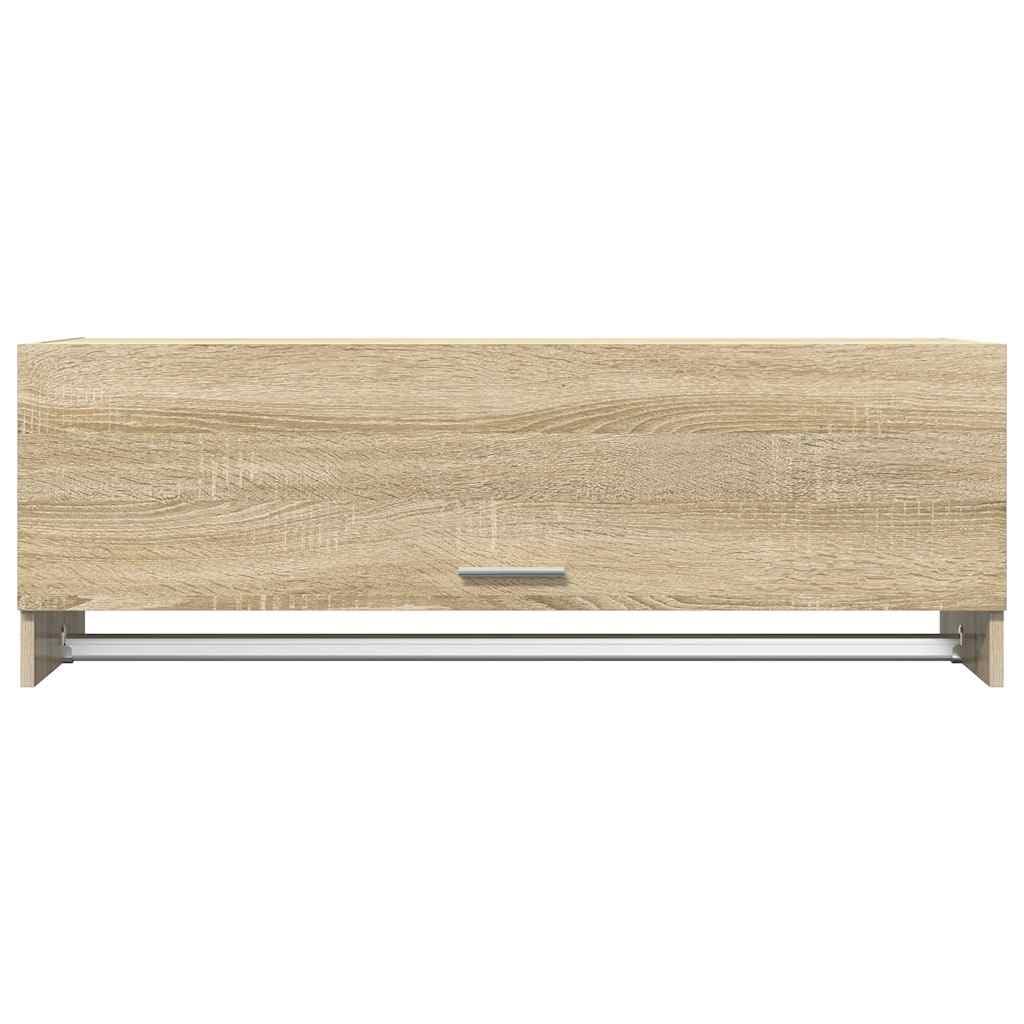 Hothingwell Kompaktowa szafka 100 x 32 x 35 cm Sonoma drewno inżynieryjne dąb, organizer na ubrania z 2 przegródkami z drążkiem na wieszaki, uniwersalna szafka do przechowywania w łazience,