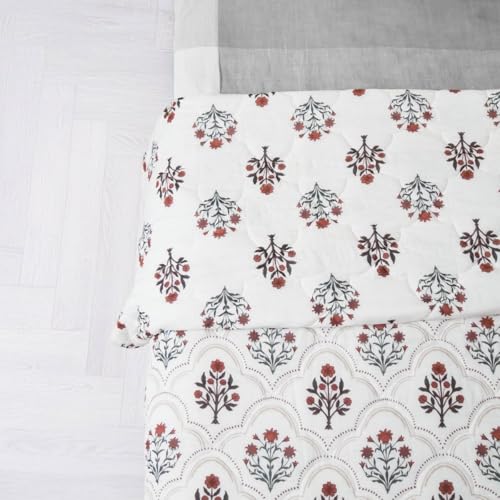 Image of Peepul Tree Hand Printed 100% Cotton Malmal Queen Bed 90 x 108 Inches