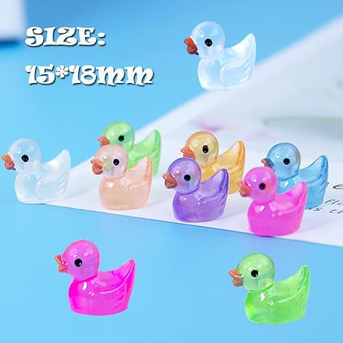 Miniatura 2 de AWAWEELON - 100 piezas de pequeños patos luminosos de resina, mini patos en miniatura, micro casa de muñecas, accesorios de pato para bricolaje,