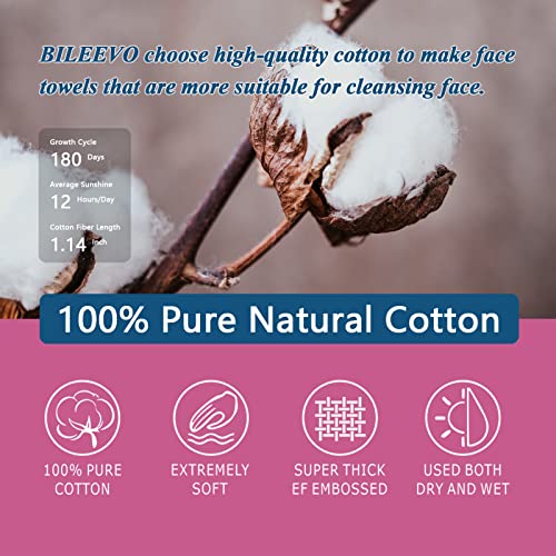 Bileevo Disposable Face Towels Xl, 10" X 12", 100% Cotton, Clean Towels For Washing Face, Face Wash Cloth, Dry Face Wipes, Makeup Removing, Facial Cleansing, Nursing, Travel (50 Count, Pack Of 1) #TOP2