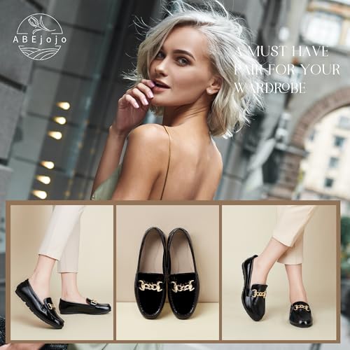 Image of ABEJOJO Women's Loafer Shoes, Comfortable Slip on Casual Flat Penny Shoes for Walking, Driving, Dressy