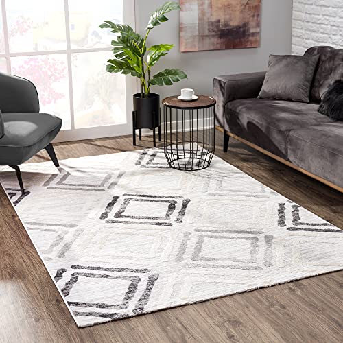 SANAT Evra Teppich für das Wohnzimmer - Kurzfloriger Teppich mit modernem Design - Geeignet für...