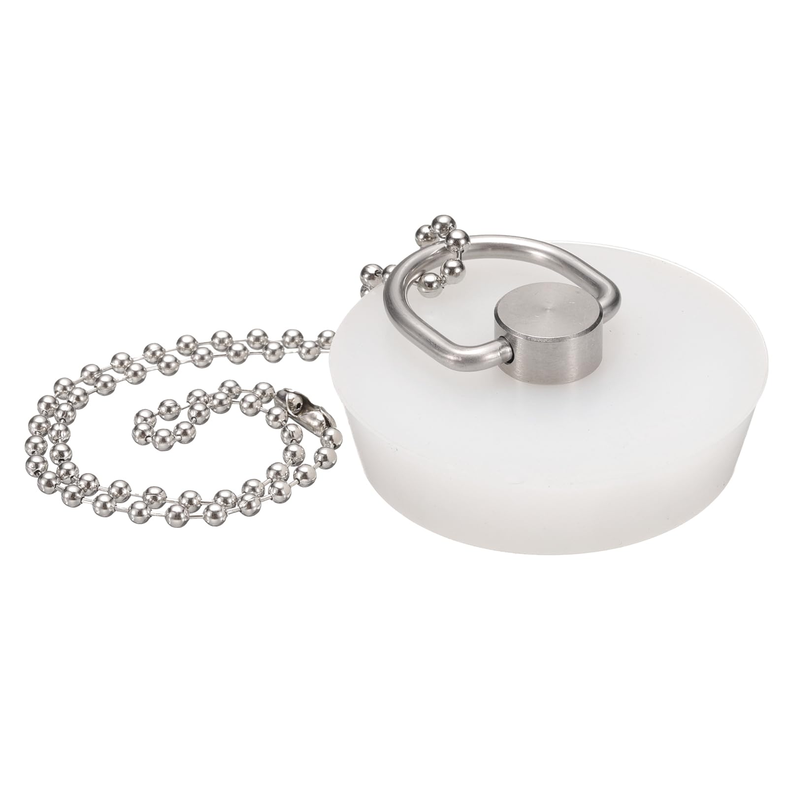 Bouchon de vidange en silicone blanc avec chaîne perlée anti-perte