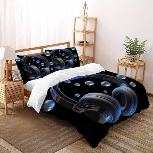 Housse de couette music notes super king size parure lit microfibre douce