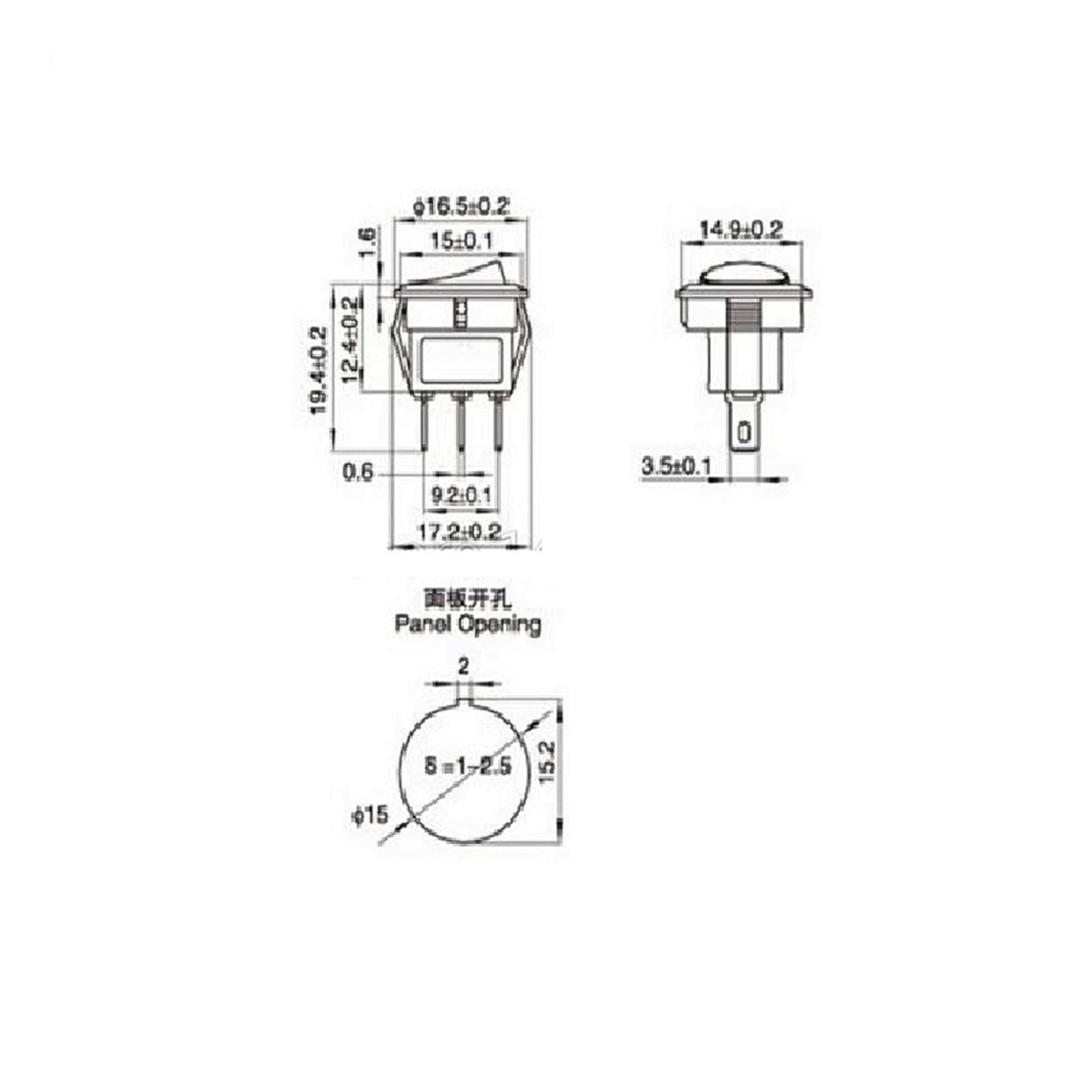 10 Uds. Interruptor Basculante Redondo Pequeño De 16mm Diámetro 2 Pines(White 10pcs)