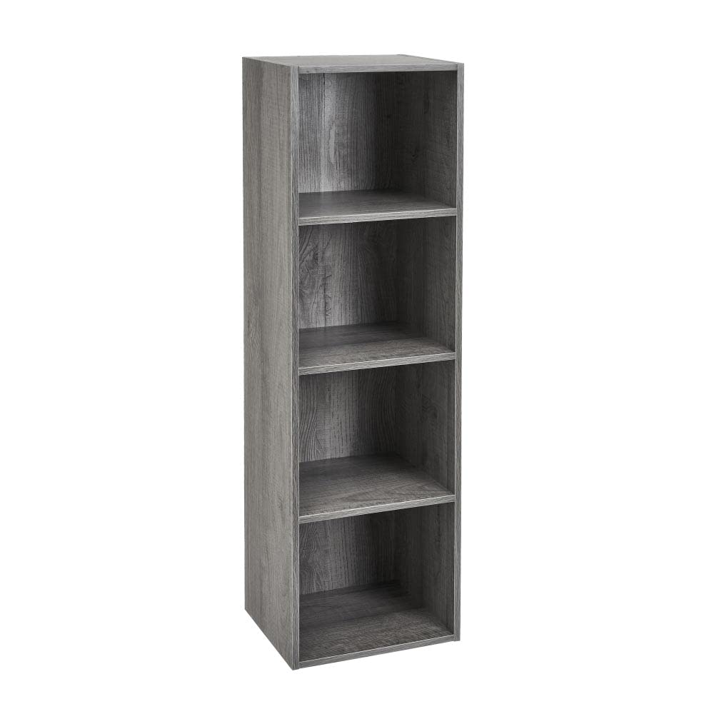 LOLAhome Estantería Cubo de Madera para Despacho, Librería, Dormitorio o Despensa (Gris, 4 estantes (106 cm))