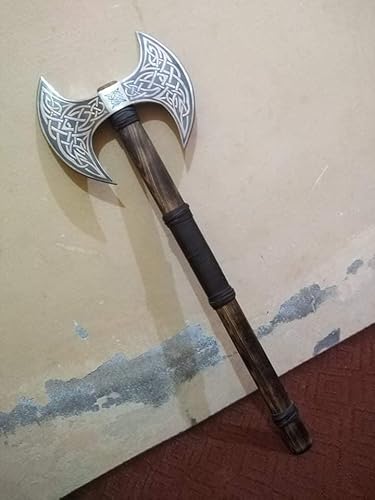 Viking store Machado de aço carbono feito à mão guerreiro medieval machado de batalha de cabeça dupl