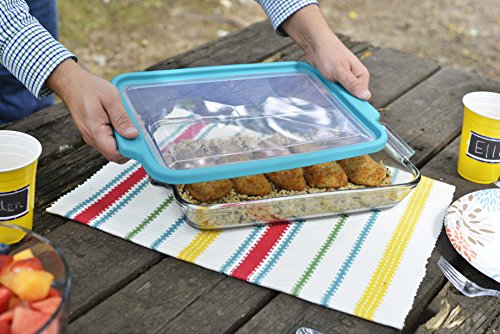 Anchor Hocking 3-Quart Glass Baking Dish With Teal Truefit Lid #TOP4