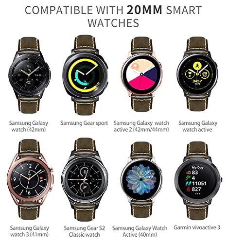 Binlun Retro Leather Smartwatch Band Compatible With Garmin, Compatible With Samsung Watch, Compatible With Huawei Smartwatch Handmade Vintage Oil Wax Leather Straps 18/20/22/24Mm Watch Bracelet #TOP1