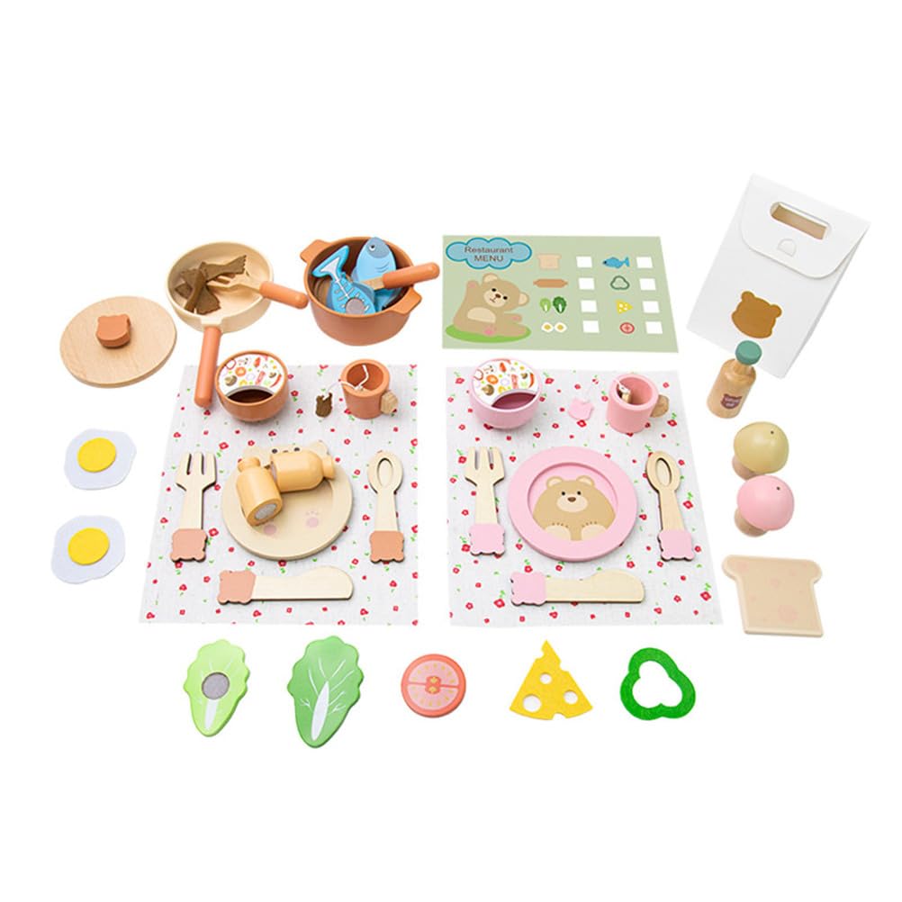 Gioco di finzione in Cucina in Legno, Set di pentole e padelle