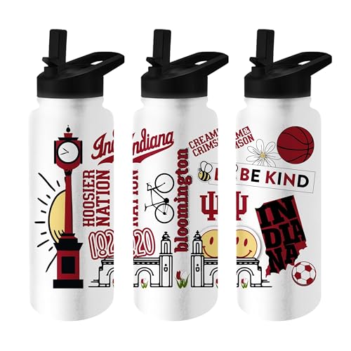 Image of Logo Brands NCAA Native 34 oz Quencher Water Bottle - | Local Icons Design | Double-Wall Insulated| Leak-Proof Lid & Built-In Straw