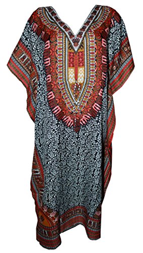Kaftan dashiki de mujer con diseño hippie boho y corte maxivestido