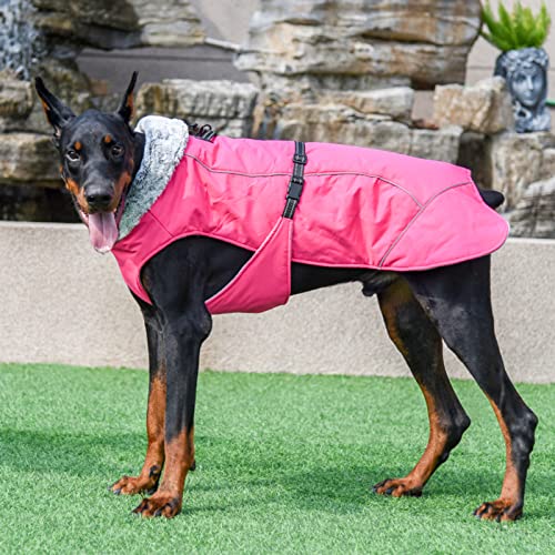 Joypaws Large Dog Cold Weather Coat For Outdoor Activities Windproof Waterproof Adjustable Furry Collar Anxiety Dog Jacket Thunder Calming Shirt Vest For Extra-Large Dogs Pink 3Xl #TOP4