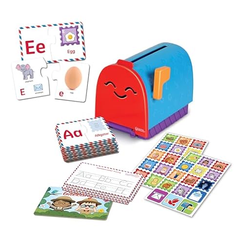 Learning Resources - Skrzynka pocztowa do nauki alfabetu, zabawki do nauki alfabetu, gra logiczna z alfabetem, puzzle z alfabetem, gra pocztowa, zabawki edukacyjne dla dzieci w wieku powyżej 4 lat