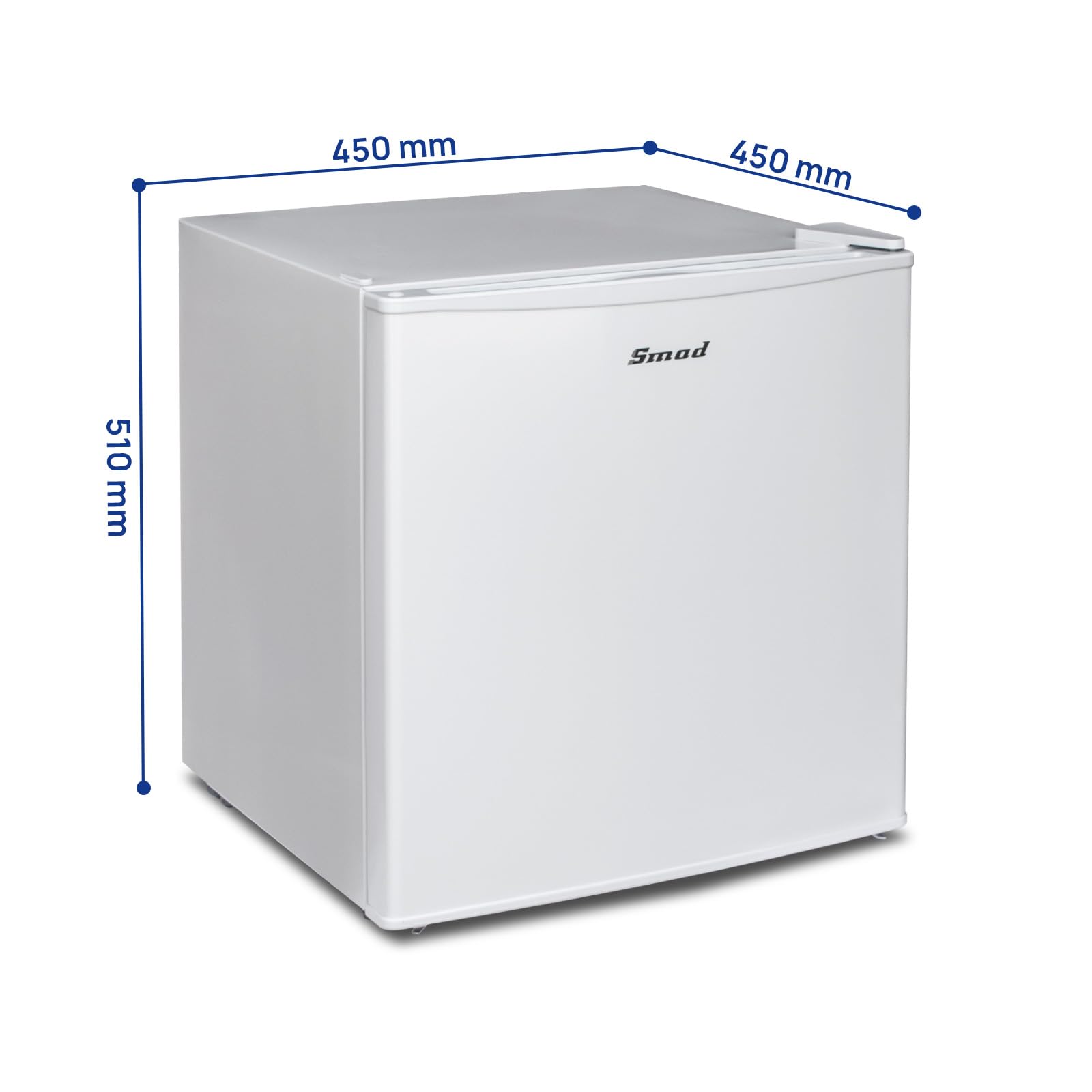 Smad Table Top Mini Fridge 48L, 0-10°C Temperature Control with 6 Adjustable Settings, 39dB Quiet Operation, Reversible Door, 100°C Heat-Resistant & Heavy-Duty Top Cover, 240V Domestic Fridge, White — view 2