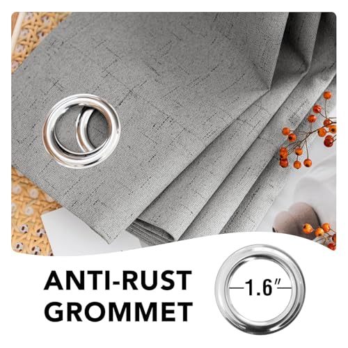 Image of H.VERSAILTEX Linen Curtains 100% Blackout Curtains for Bedroom 90 inch Long Full Light Blocking Nature Linen Blended Window Curtains for Living Room Nickel Grommet (2 Panels, Dove Gray)