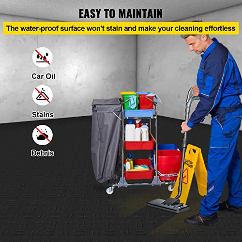 Vevor Garage Tiles Interlocking, 12'' X 12'', 50 Pack, Black Garage Floor Covering Tiles,Non-Slip Diamond Plate Garage Flooring Tiles #TOP5