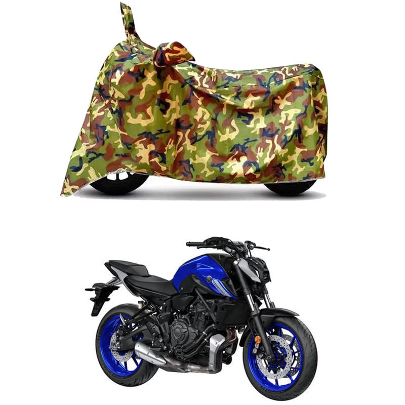 Image of Waterproof 100% PVC Coated Full Bike Scooty Two Wheeler Body Cover Compatible for Yamaha MT-07 STD /UV-Rays /Heat Protection /Birds Dropping /Scratchproof /Dust Proof [6X6 Jungle Print]