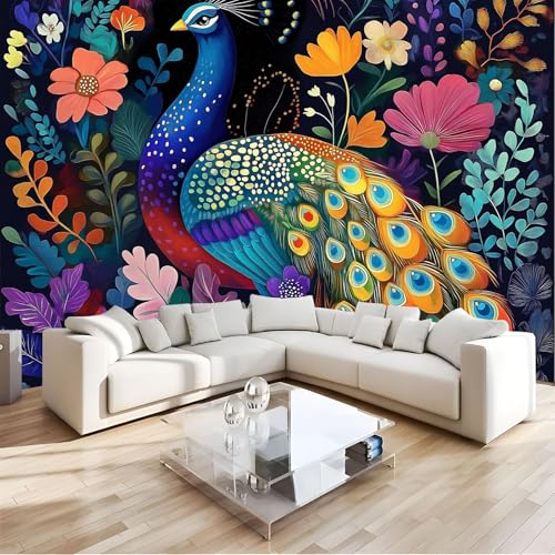 Tapisserie peinture murale paon colore style floral gothique haut de gamme 350X256