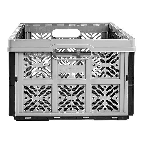 keeeper Stabile Klappbox Ida, Stabiler Kunststoff (PP), 48 x 35 x 23 cm, 32 l, Nordic Grey
